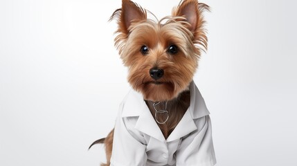 dog, Australian Terrier in doctor gown