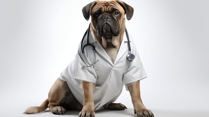 dog, Bullmastiff in doctor gown