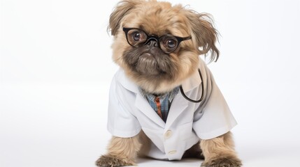 dog, Brussels Griffon in doctor gown