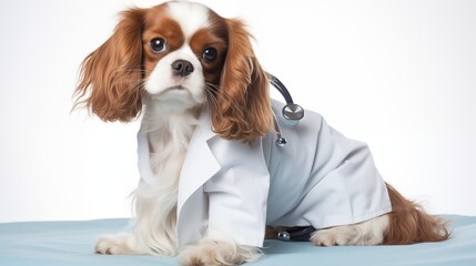 dog, Cavalier King Charles Spaniel in doctor gown