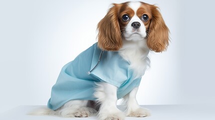 dog, Cavalier King Charles Spaniel in doctor gown