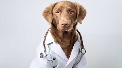 dog, Chesapeake Bay Retriever in doctor gown