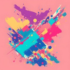AI generated illustration of an abstract painting featuring a vibrant color palette