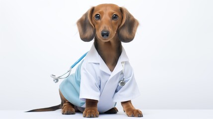 dog, Dachshund in doctor gown