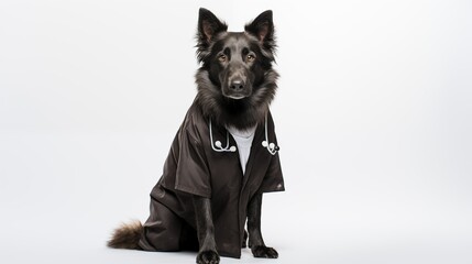 dog, Dutch Shepherd in doctor gown