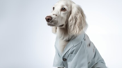 dog, English Setter in doctor gown