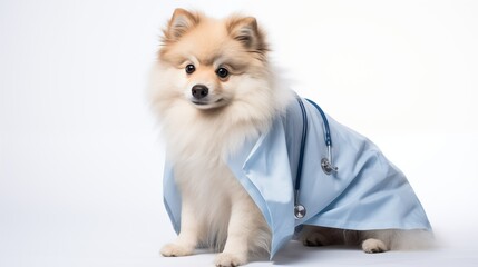 dog, Finnish Lapphund in doctor gown