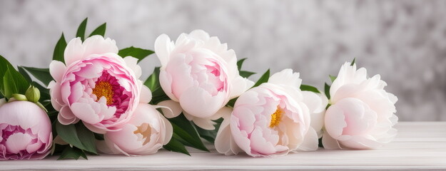 White Peonies with Soft Bokeh Background