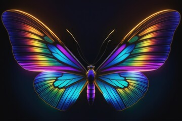 AI generated illustration of a butterfly in neon lights