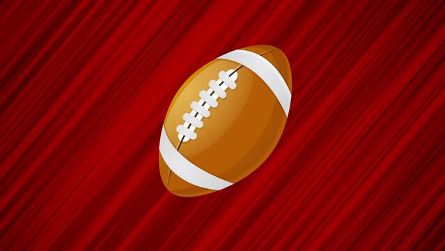 Flying football on red background. Animation of flying object. Different versions in my portfolio: red and blue background, another angle and central object. Looped animation