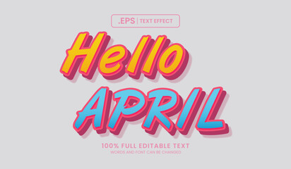 Fototapeta premium Design editable text effect, hello april 3d concept vector premium