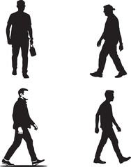 A man Walking and standing silhouette vector illustration