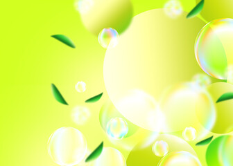 Beautiful abstract bokeh soft light effect blurred background with geometric circle on lemon green color for Graphic Business background digital design illustration template backdrop desktop wallpaper