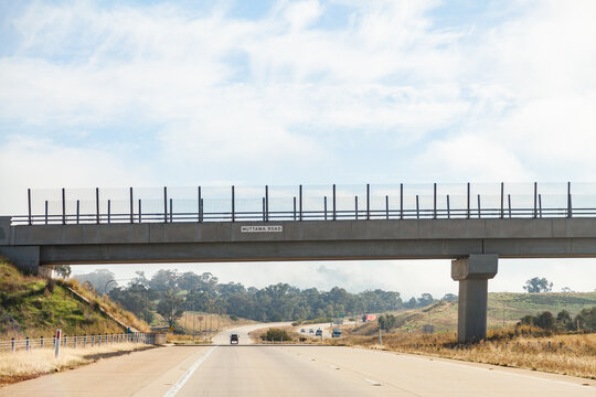 Overpass of road over highway