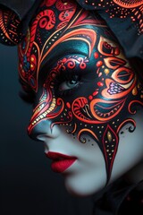 Special abstract face painting, face makeup for festivals for special occasions, for costumes Generative AI