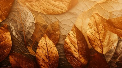 AI generated illustration of golden and brown leaves