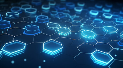 Obraz premium Blue background with glowing connections, network concept, digital illustration