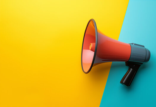 A megaphone or mega phone bullhorn loudspeaker concept
