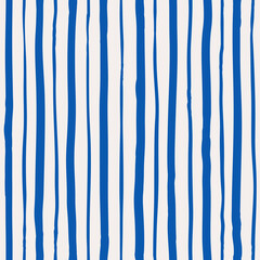 Vertical striped pattern. Blue hand drawn pattern on white background. Thin and thick stripes - 731703949