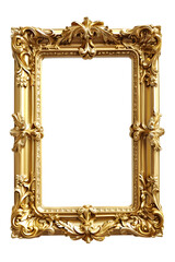 Gold antique vintage frame isolated on transparent background