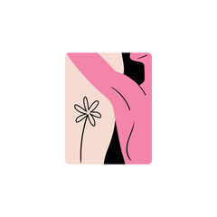 Stylish and vector illustration dedicated to feminism &ndash; a girl shows a armpit. Badge for women's rights and equality. Sticker for International Women's Day. 