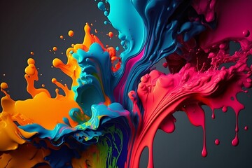 A vibrant array of colors cascading down a stark black background, creating an interesting contrast