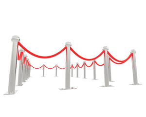 Rope barrier isolated on background. 3d rendering - illustration