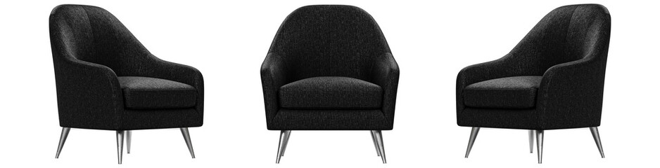 Modern black  armchair set  isolated on white background. Furniture Store collection.Design...