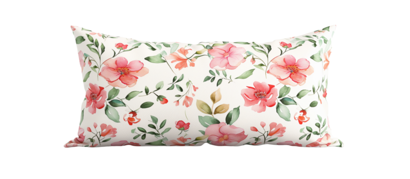 sofa decorative pillow cushion with floral pattern,isolated on transparent background