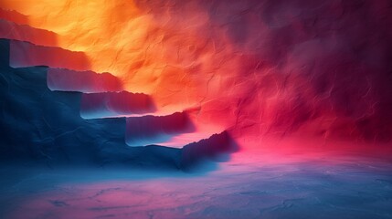 a fire mountain with red and yellow colors in the background - obrazy, fototapety, plakaty