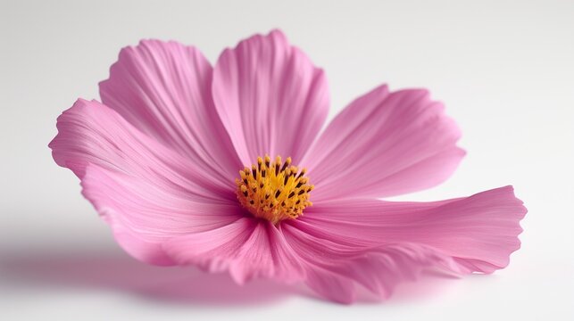 a single pink flower on a white background or wallpaper