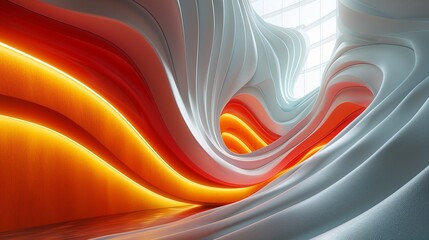 abstract modern art design in red, white and yellow tones