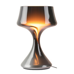 modern table lamp with glowing light, isolated on transparent background