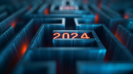Fototapeta premium 2020 and 202 are seen in this abstract image from the inside out of the maze