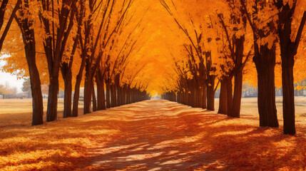 autumn alley on background