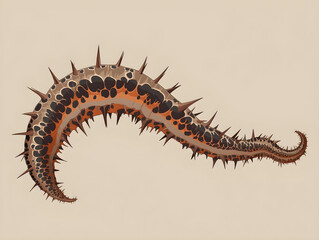 Obraz premium Stylized Segmented Centipede Creature with Spiny Back and Patterned Exoskeleton - Concept of Nature's Complexity and Intricate Wildlife Design