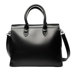 casual black leather women bag isolated on transparent background