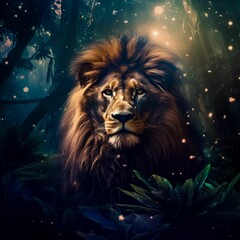 AI generated lion in jungle
