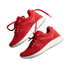 red running sneakers mockup, isolated on transparent background