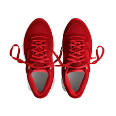 red running sneakers mockup, isolated on transparent background
