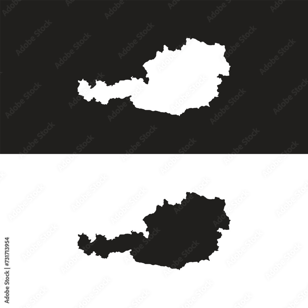 Wall mural simple (only sharp corners) map of austria vector drawing. mercator projection. filled and outline v