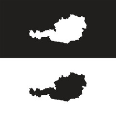 Simple (only sharp corners) map of Austria vector drawing. Mercator projection. Filled and outline version.