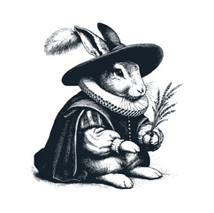 A rabbit wearing victorian suit. Vector illustration.