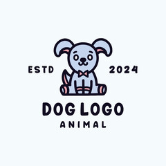 Dog Cute Animal Vector Logo Vintage Design illustration