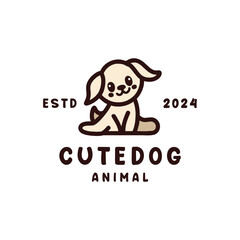 Dog Cute Animal Vector Logo Vintage Design illustration