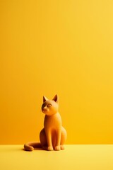 AI-generated illustration of a bright yellow sitting cat statue.