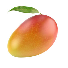 3D render portrait of ripe and fresh mango fruit isolated on white background
