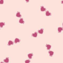 Pink heart sunglasses seamless pattern.