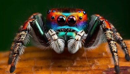 AI generated illustration of a small, colorful maratus volans spider