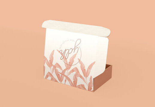 Back Point of View Open Mailer Box Mockup